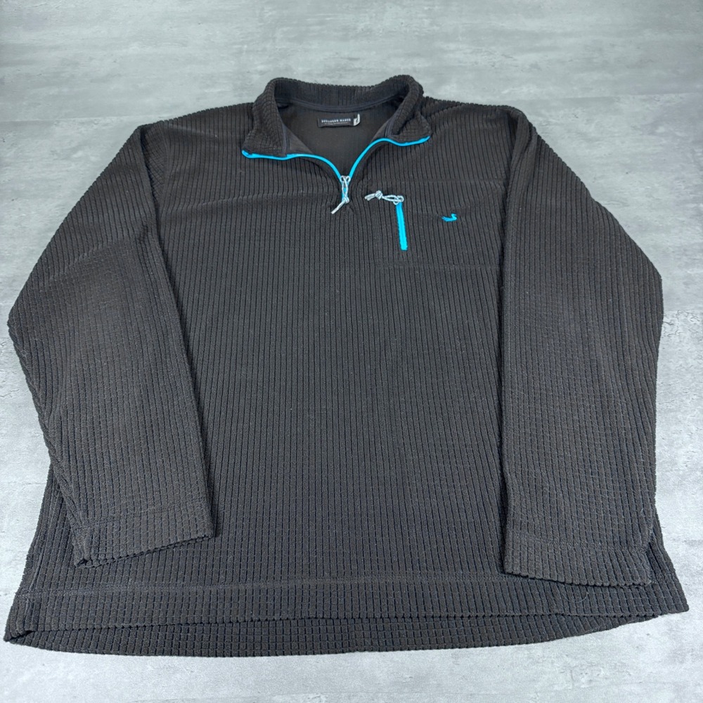 Southern Marsh Pullover Mens L Black Fieldtec Waffle Grid Fleece 1/4 Zip Sweater